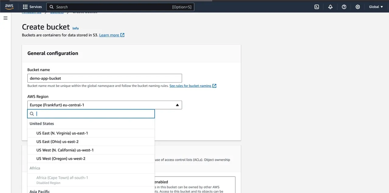 Select AWS Region